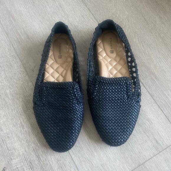 Birdies The Starling Black Woven Flats Comfort Faux Leather Slip On Size 7 - Picture 2 of 7